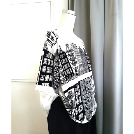 デザイナーブランドgomme   モダンプリントレイヤードＴシャツ