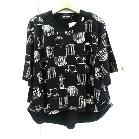 デザイナーブランドgomme   プリントサイドタックＴシャツ