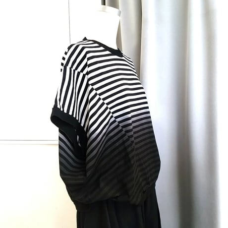 デザイナーブランドgomme   ボーダーバルーンルーズＴシャツ