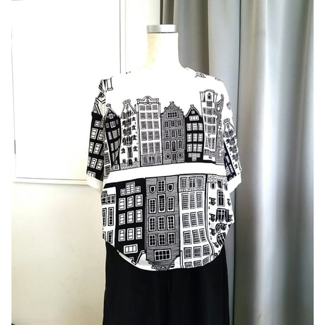 デザイナーブランドgomme   モダンプリントレイヤードＴシャツ