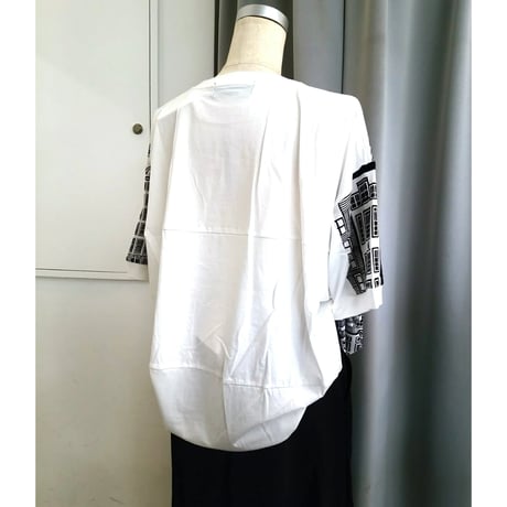 デザイナーブランドgomme   モダンプリントレイヤードＴシャツ