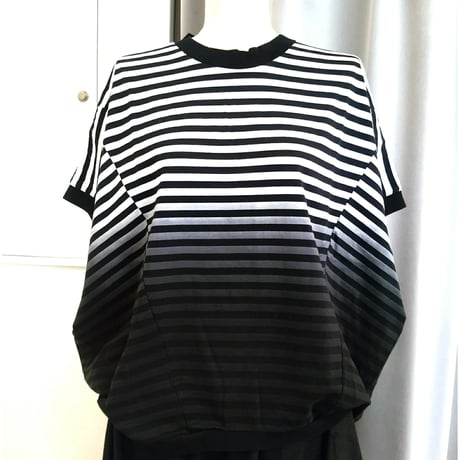デザイナーブランドgomme   ボーダーバルーンルーズＴシャツ