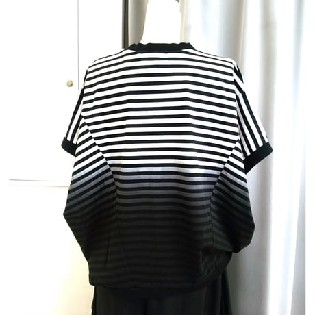 デザイナーブランドgomme   ボーダーバルーンルーズＴシャツ
