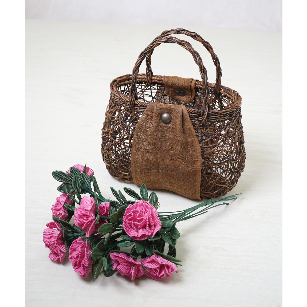 あけび籠バッグ（籐編み薔薇付き） | きもの後藤オンラインSHOP