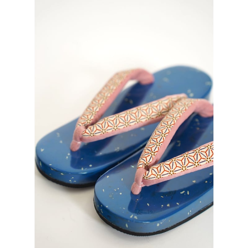 プレミアム下駄】Mサイズ（台）津軽塗ロイヤルブルー右近型×（鼻緒