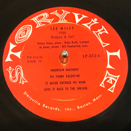 Lee Wiley／Sings Rodgers and Hart（Storyville LP312）MONO １０インチ　オリジナル盤