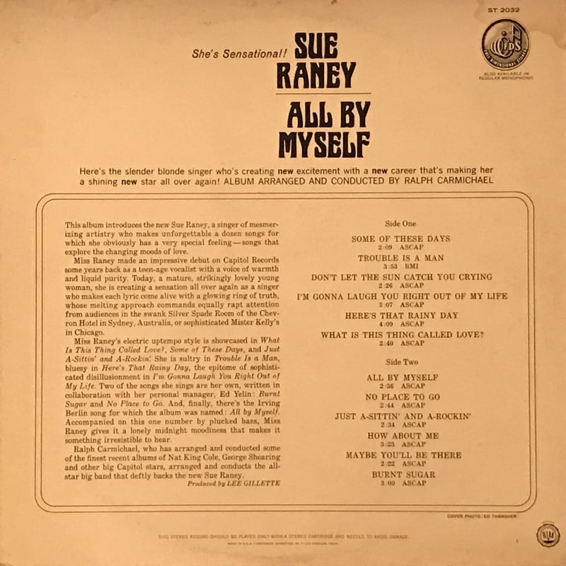 Sue Raney／All By Myself（CAPITOL ST2032）STEREOオリ...
