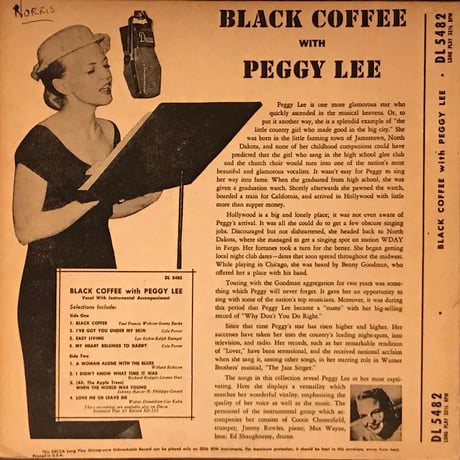 Peggy Lee／Black Coffee　（Decca DL5482）MONO １０インチ　オリジナル盤