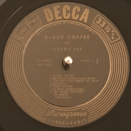 Peggy Lee／Black Coffee　（Decca DL5482）MONO １０インチ　オリジナル盤