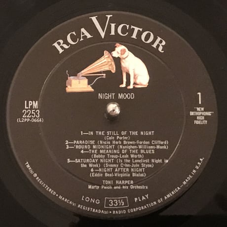 TONI HARPER／NIGHT MOOD（RCA Victer LPM2253）オリジナル盤MONO