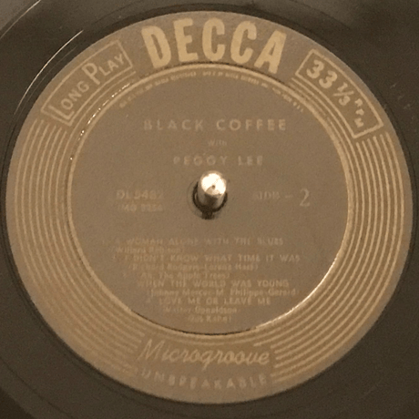 Peggy Lee／Black Coffee　（Decca DL5482）MONO １０インチ　オリジナル盤