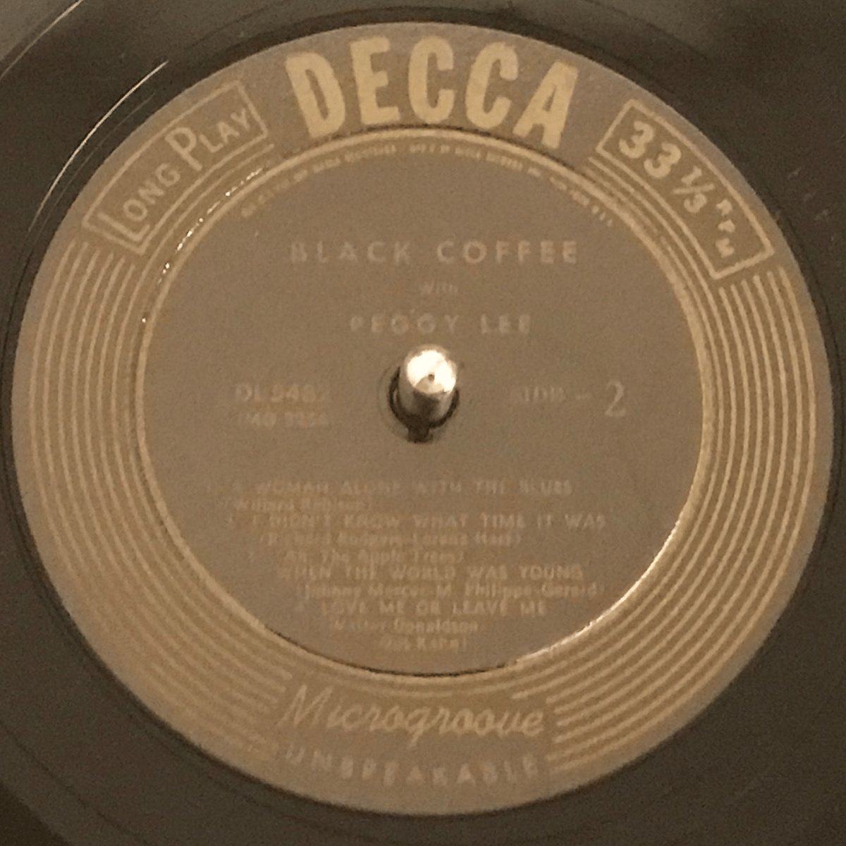 Peggy Lee / Black Coffee 10インチ盤 Decca Peggy Lee／Black Coffee （Decca DL5482）MONO 10インチ