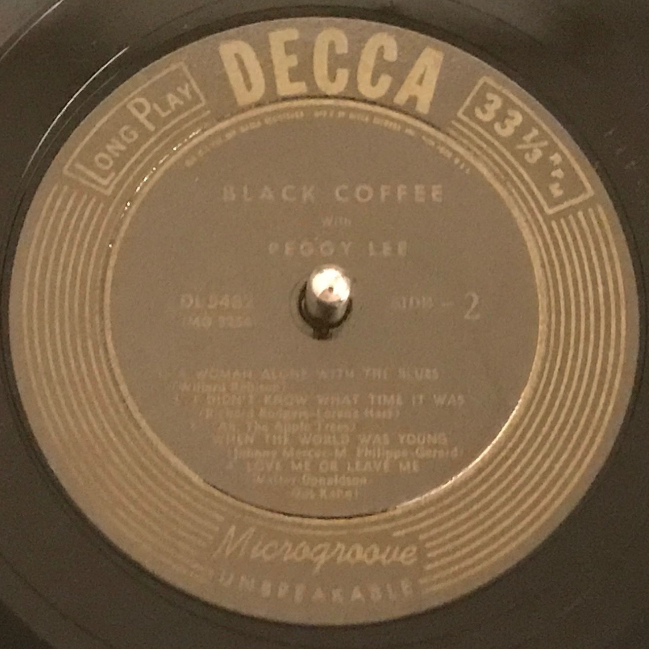 Peggy Lee／Black Coffee （Decca DL5482）MONO 10インチ