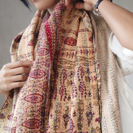 シルクカンタ刺繍ショール・大判Ｍサイズ・プレーン No.16