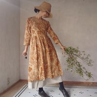 カシュクールワンピースMsize「Mami Tsuji 生命の賛歌・土色・スラブコットン地」