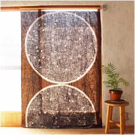 MamiTsuji Blockprint カット生地「ひとつ・茶」ベビースラブコットン地