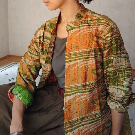 シルクカンタ刺繍 リバーシブル 羽織 ジャケット カンタ刺繍のリバーシブルジャケットNo.5 Free size | design