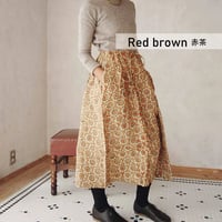 ピンタックスカートFree size「Mami Tsuji バグルー村の太陽の花」リネン生地