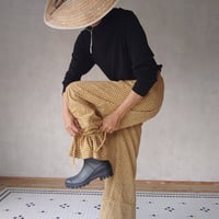 【萌暮】「畑パンツ」・ギンガムチェック土色・フリーサイズ ※別生地・別柄でオーダー可