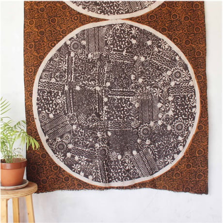 MamiTsuji Blockprint カット生地「ひとつ・茶」ベビースラブコットン地