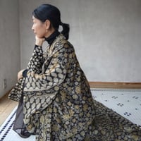 コットンシルクサリーで作る着物「花唐草・黒」※ツナギな着物もオーダ可能※