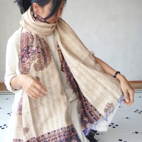 シルクカンタ刺繍ショール・大判Ｍサイズ・プレーン No.16