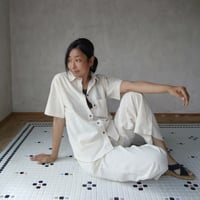 【Relaxing from Thailand】襟付き半袖シャツ×無地ワイドパンツのセットアップ
