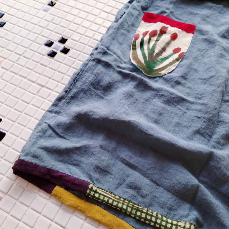 早川ユミ「フェミニズムワンピース・グレイッシュブルー」フリーサイズ