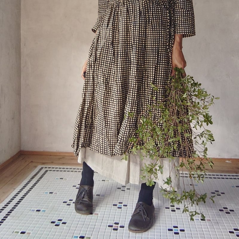 ギンガムチェックプリンセスワンピース　黒 セール】ギンガムチェック ワンピース ロングワンピース ミモレ