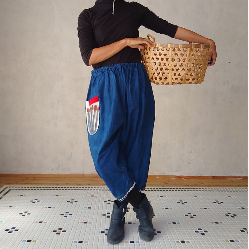 早川ユミ　ウールもんぺパンツ 早川ユミ「手織りレンテン族もんぺ」フリーサイズ | design labo