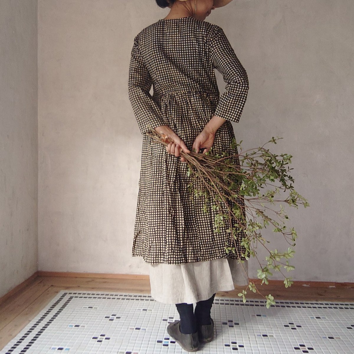 カシュクールワンピースMsize「Mami Tsuji ギンガムチェック・黒