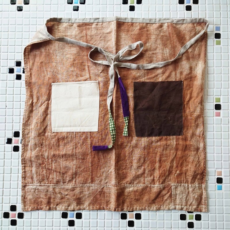 早川ユミ「麻 かきしぶ手縫いまえかけ」2種類 フリーサイズ | design