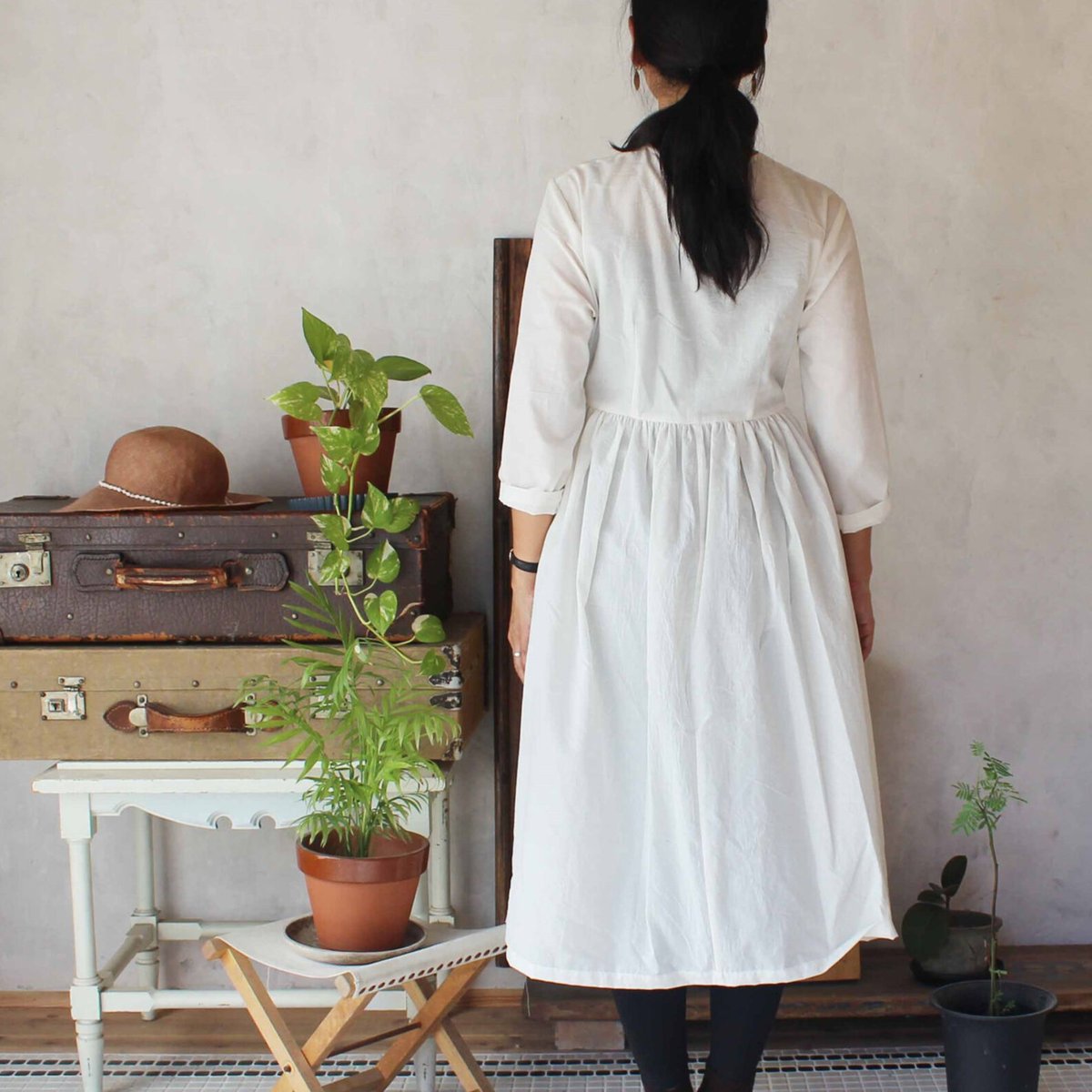 カシュクールワンピースM「オーガニックコットン・薄地