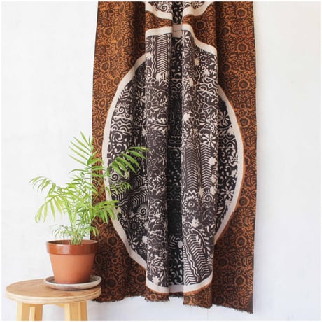 MamiTsuji Blockprint カット生地「ひとつ・茶」ベビースラブコットン地