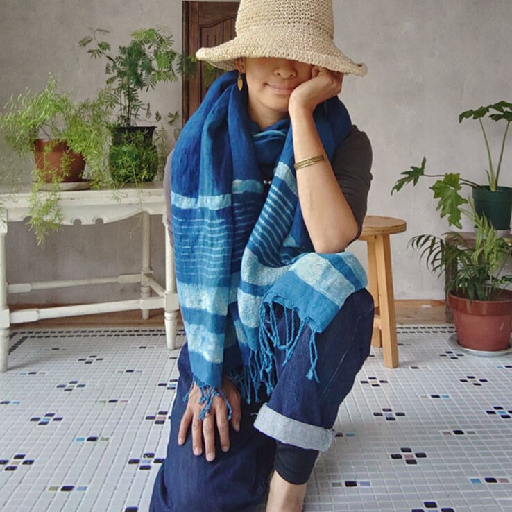 サラデソングストールインディゴ