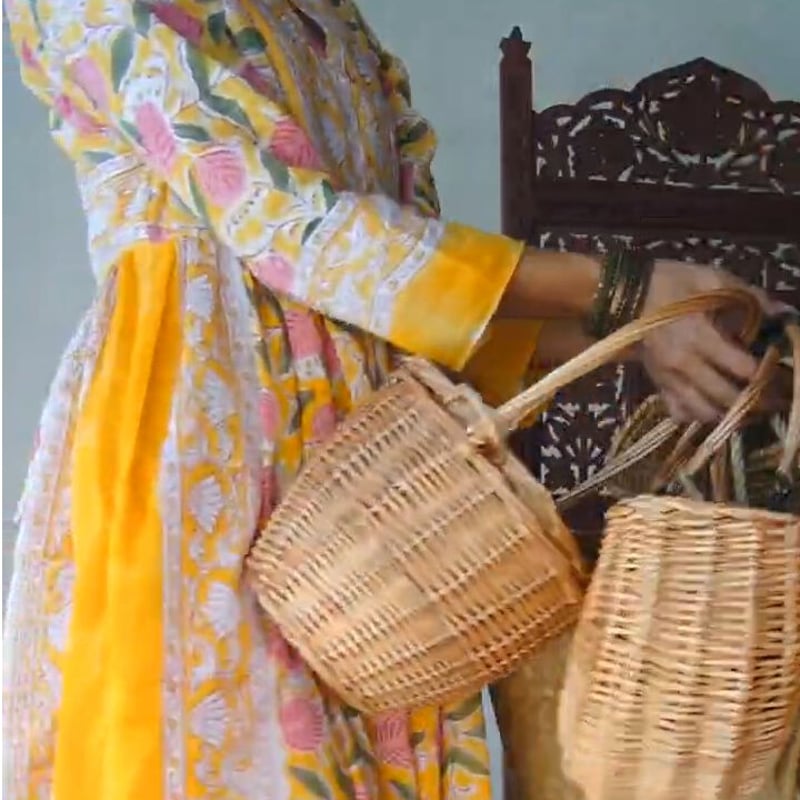 クルタワンピース・No.24「黄色地ピンク花」9号 | design labo