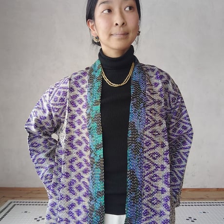 シルクカンタ刺繍 リバーシブル 羽織 ジャケット カンタ刺繍シルクのリボンブラウスジャケット【A】 ブラウス