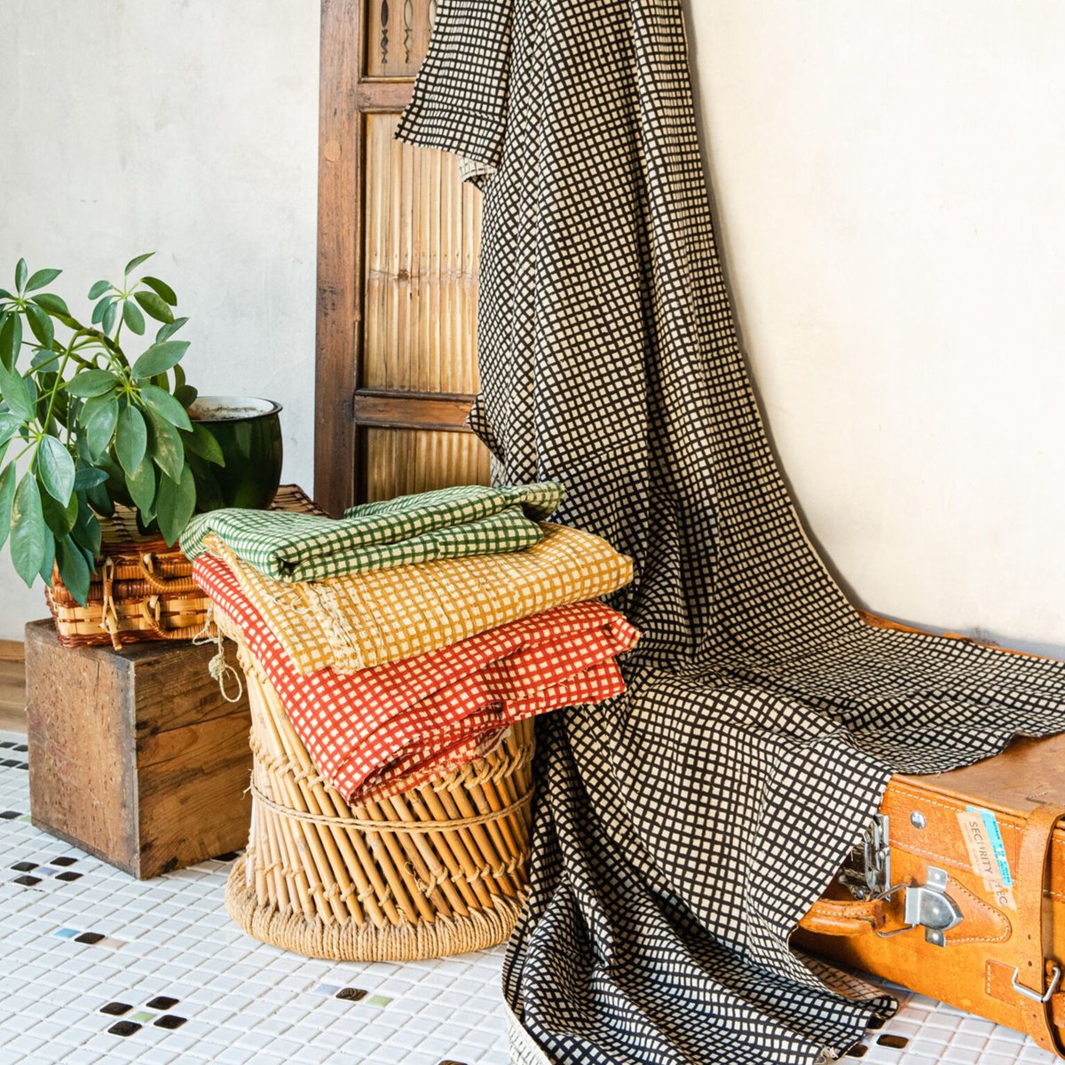 生地見本　ギンガムチェック 銀河工房 ギンガムチェック柄ツイル生地(1410)【メール便2mまで