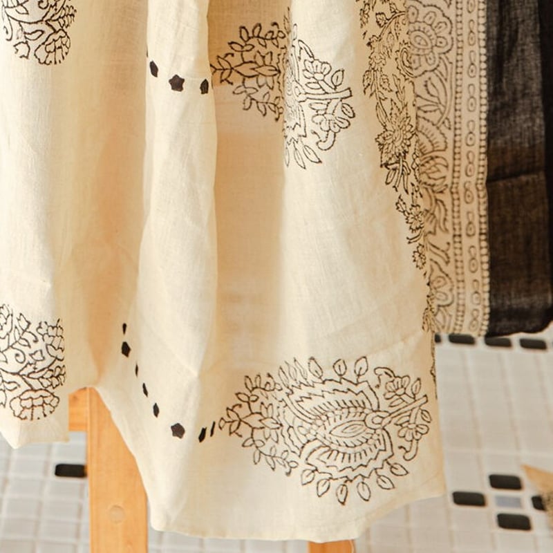 MamiTsuji Blockprint カット生地「リスペクトサリー・ブラック