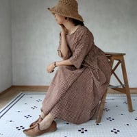 mogo「ギャザーワンピース」×MamiTsuji「ギンガムチェック・赤黒」