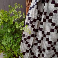 【カット生地】ブロックプリント「モノトーン市松格子」