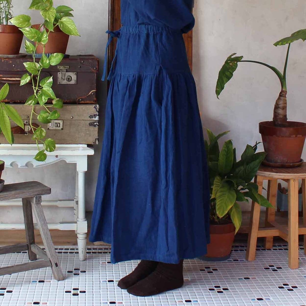 khadi and co ロングスカート　カディコットン セール】 Khadi and Co RIMINI カディコットン ギャザースカート