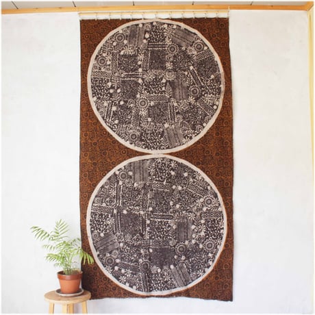MamiTsuji Blockprint カット生地「ひとつ・茶」ベビースラブコットン地