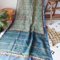 コットンシルクサリーで作る着物「エメラルドの花唐草」※現品1着のみ※