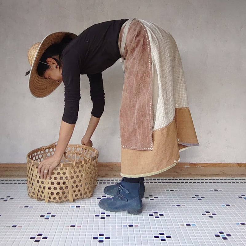 早川ユミ「麻 かきしぶ手縫いまえかけ」2種類 フリーサイズ | design