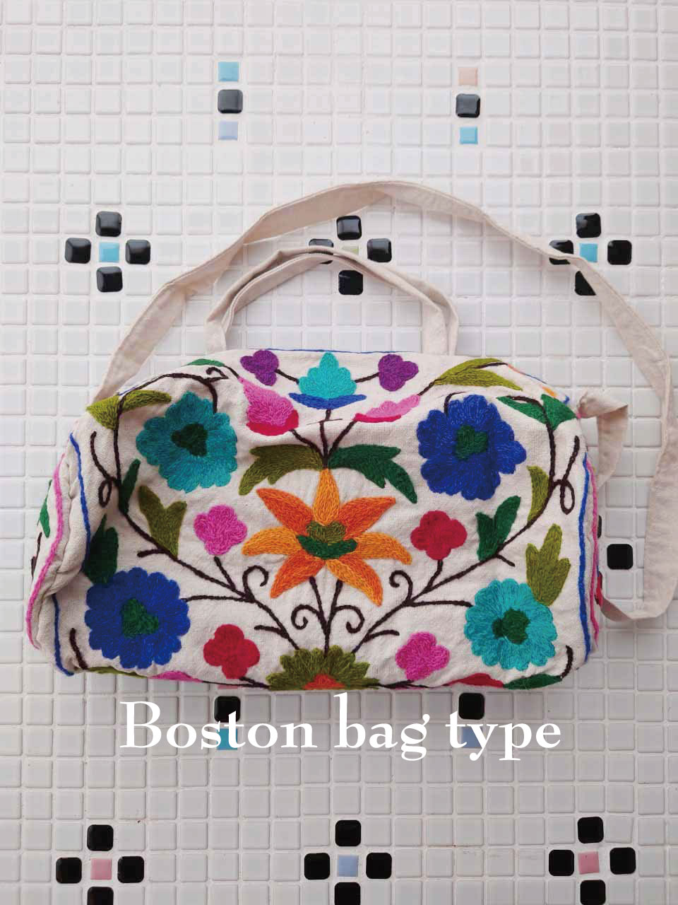 カシミール 刺繍 本革 ショルダー バッグ