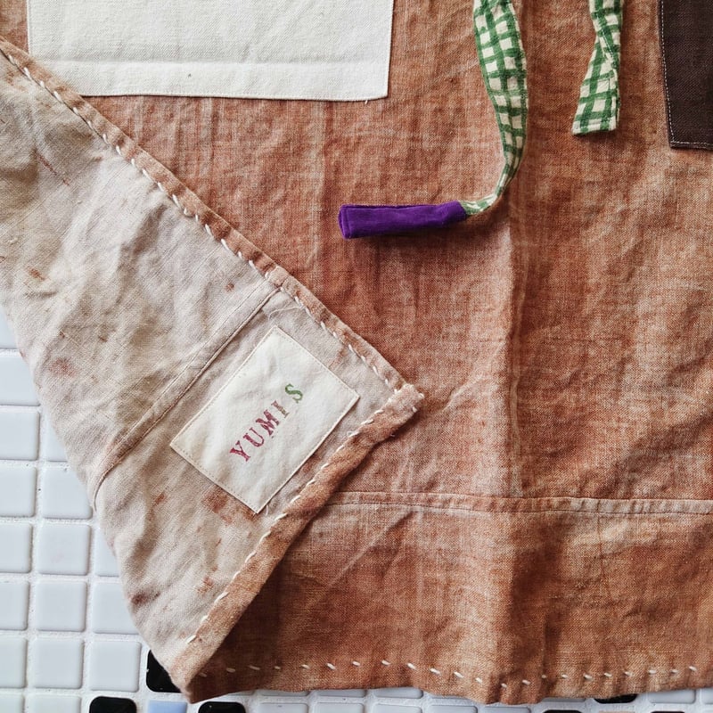 早川ユミ「麻 かきしぶ手縫いまえかけ」2種類 フリーサイズ | design