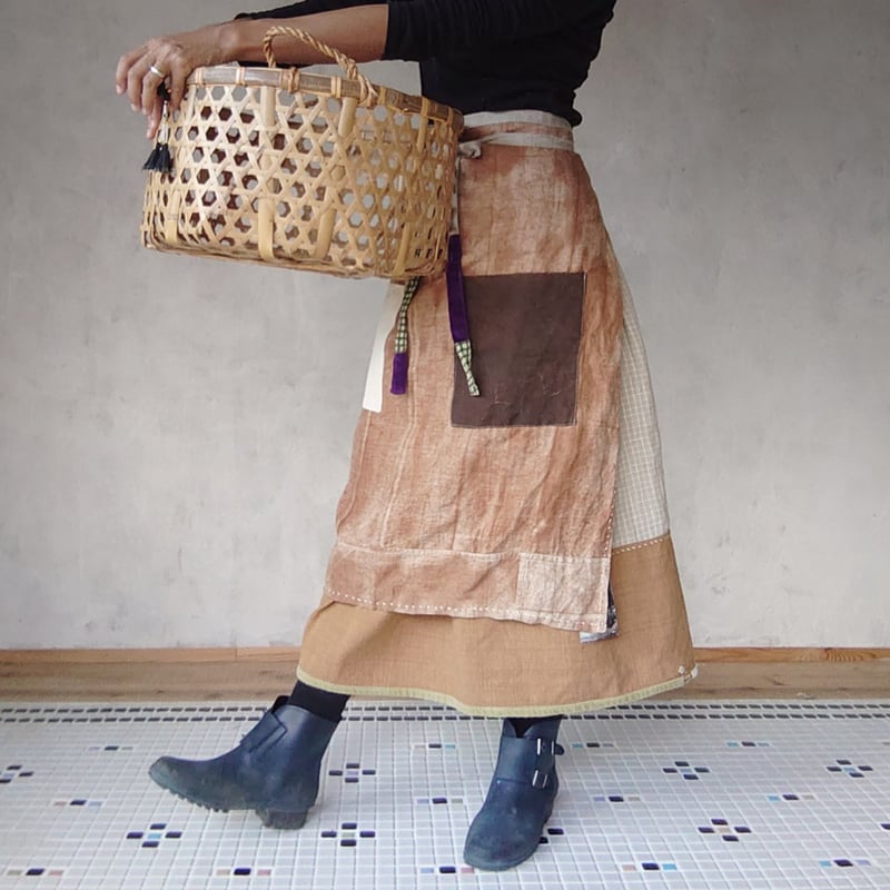 早川ユミ「麻 かきしぶ手縫いまえかけ」2種類 フリーサイズ | design