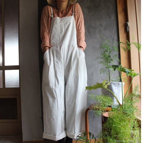 内納洋裁店コラボアイテム・サロペット「ギンガムチェック白 」 限定1着
