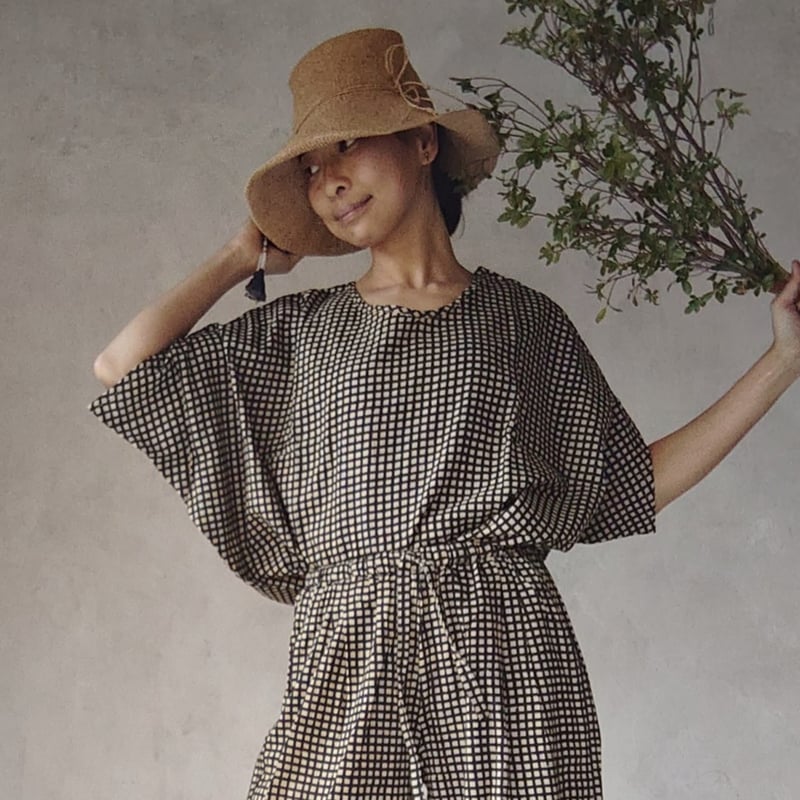 モモンガトップスFree size「Mami Tsuji ギンガムチェック・黒